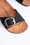 Madrid Women's Single Strap Large Gold Buckle Detail Eva Comfortable Sole Casual Daily Anatomical Suede Flat Slippers - 3