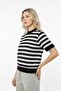 Basic Çizgili Bisiklet Yaka Triko T-shirt - 2