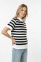Basic Çizgili Bisiklet Yaka Triko T-shirt - 5