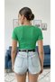 Women's U-Neck Ribbed Knit Fabric Short Sleeve T-Shirt - 4