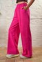 Women's Wide Leg Comfortable Pants with Front Pleats and Pockets - Fuchsia - 3