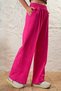 Women's Wide Leg Comfortable Pants with Front Pleats and Pockets - Fuchsia - 7