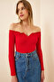 Drawstring Neck Crop Knitted Blouse Lah0002 Red - 3