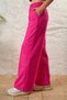 Women's Wide Leg Comfortable Pants with Front Pleats and Pockets - Fuchsia - 5