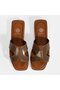 Women's Brown Patent Leather Slippers - 7