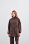 Brown Women's Waist Elastic Detailed Pocketed Zipper Closure Oversized Modal Bottom Top Set - 5
