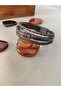 5-Piece Combination Men's Dark Brown Multi-Layer Leather Bracelet, with Knitted Detail - 3