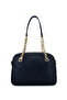 Women's Faux Leather Navy Blue Messenger Bag - 3