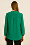 Women's V-Neck Elastic Sleeve Buttoned Viscose Shirt – Green - 2