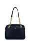 Women's Faux Leather Navy Blue Messenger Bag