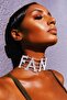 Silver Color Fan Written Stone Detailed Choker Necklace - 3