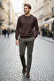 Slim Fit Crew Neck 30% Cotton Men's Casual Sweater - 4