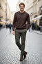 Slim Fit Crew Neck 30% Cotton Men's Casual Sweater - 2