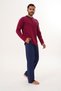 Men's Plain Plaid Burgundy Pajama Set 8000 - 5