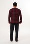Men's Checkered Front Buttoned Burgundy Pajama Set 8021 - 5