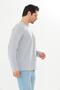 Men's Cotton V-Neck Long Sleeve T-Shirt Gray Melange 5021-g - 5