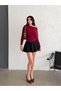 Burgundy Boat Neck Off Shoulder Blouse - 2