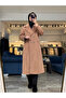 Women's Double-Breasted Collar Pocket Detailed Cashmere Brown Coat 13300