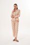 Women's cotton olive pattern shirt collar green pajama set 7032 - 7