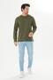 Men's Cotton V-Neck Long Sleeve T-Shirt Khaki 5021-H - 2