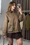 Women's Collar Velvet Detailed Comfortable Cut Padded Jacket Mink
