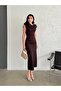 Brown Shoulder Detail Midi Dress - 2