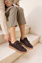 Raspa Women's Brown Genuine Leather Suede Lace-Up Sneaker