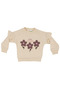 Baby Girl Ecru Purple Floral Embroidered Double Set - 5