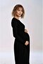 Women's Crew Neck Suitable for Hijab Long Sleeve Viscose Stylish Maternity Dress with Hidden Nursing Section - 6