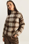 Women's Brown Ecru Brushed Effect Checkered Knitted Sweater 20258060 - 5