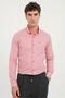 Men's Slim Fit Long Sleeve Red Patterned Shirt