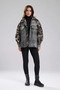 Women's Denim and Camouflage Fabric Paneled Design Oversized Jacket - 3