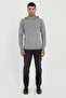 Men's Slim Fit Hooded Gray Knitwear - 2