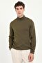 Men's Slim Fit Half Turtleneck Khaki Knitwear