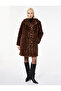 Faux Fur Coat Leopard Print Long Sleeve with Pockets