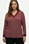 V-Neck Ribbed Relaxed Fit Bamboo Viscose Blouse