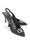 Hilda Stretchy Soft Non-Slip Sole (8 cm) Black Suede Open Elastic V Buckle Women's Heeled Shoes - 3