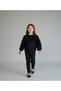 Black Girls' Sweatshirt and Sweatpants Set with Tulle Roses Detail