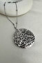 Silver Color Star Detail Openable Round Cover Necklace (68cm) - 4