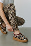 Women'S/Girls' Boots & House Slippers Lepoar Pattern Thick Sole Tan Inside Furry Suede - 2