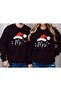 Christmas Themed Couple Sweat Set – Reindeer Printed Pair Combination Thick Fleece New Year Sweatshirt Set