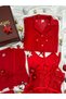 Women's Red Satin Nightgown, Dressing Gown and Pajamas 5-Piece New Year Set (Boxed) - 6