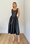 Black Leather Midi Dress – Sleeveless, Relaxed Fit, Stylish Leather Dress - 4