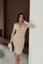 Premium Yarn Mini Size D Mock Neck Half Placket Button Knitwear Dress Aw25El0026
