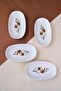 Tabak Evi Porcelain Azalea Oval Boat Plate 15X8,5X2Cm 4 Pieces