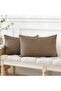 Pack of 2 Linen Throw Pillow Covers 16 x 24 in (40 x 60 cm) Coffee Brown - 3
