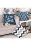 Light Blue Geometric Throw Pillow Covers 45x45 cm Set of 4 - 5
