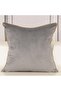 20 x 20 Inch Grey Gold Striped Embroidered Velvet Cushion Cover (50 x 50 cm) - 2