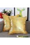 Set of 2 Sequin Decorative Pillow Covers - Gold, 18 x 18 Inches