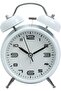 Twin Bell Alarm Clock - Non-ticking Vintage Analog with Backlight (White)